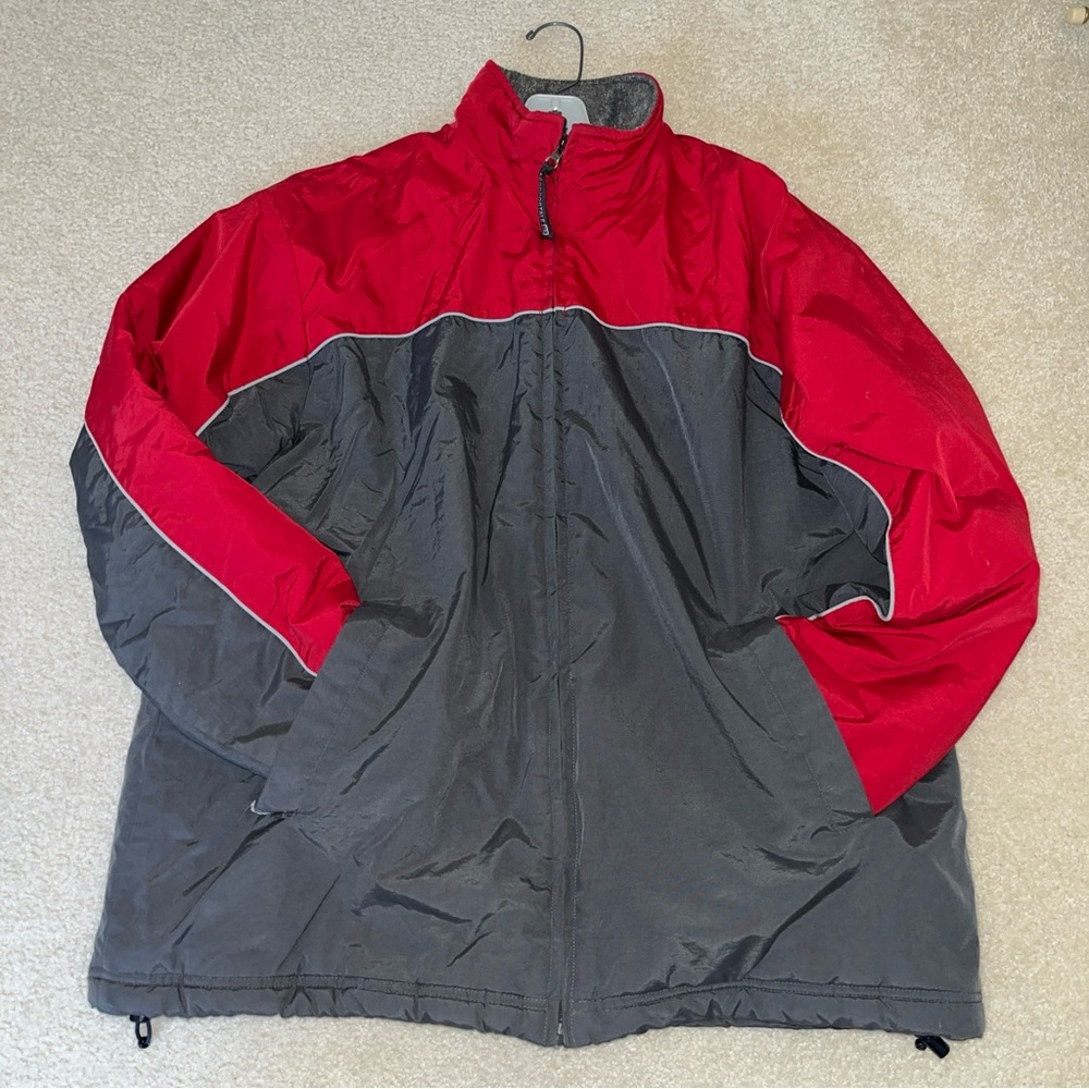 Aeropostale Vintage Y2K Fleece Lined Tech Full Zip Jacket Men’s Size L Red/Gray